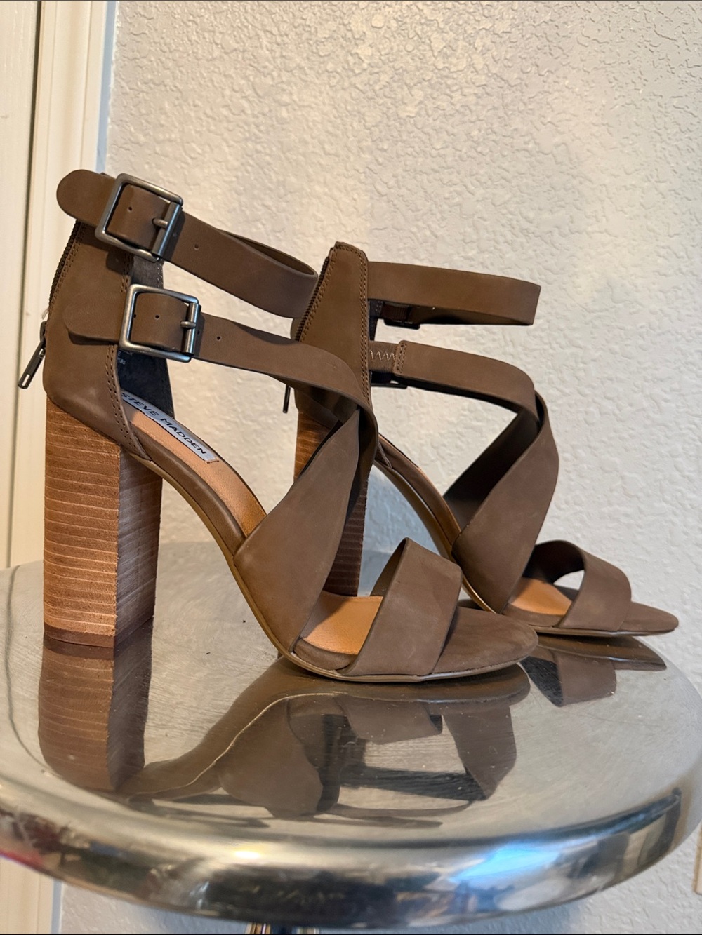 Steve Madden Brown Strappy Block Heel Sandals